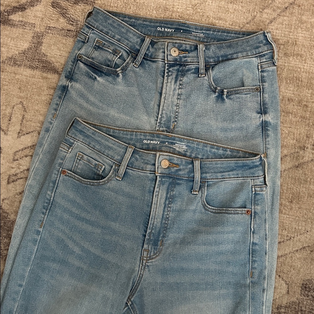 2 Old Navy 4 Tall High Rise Rockstar Skinny Jeans Light Wash